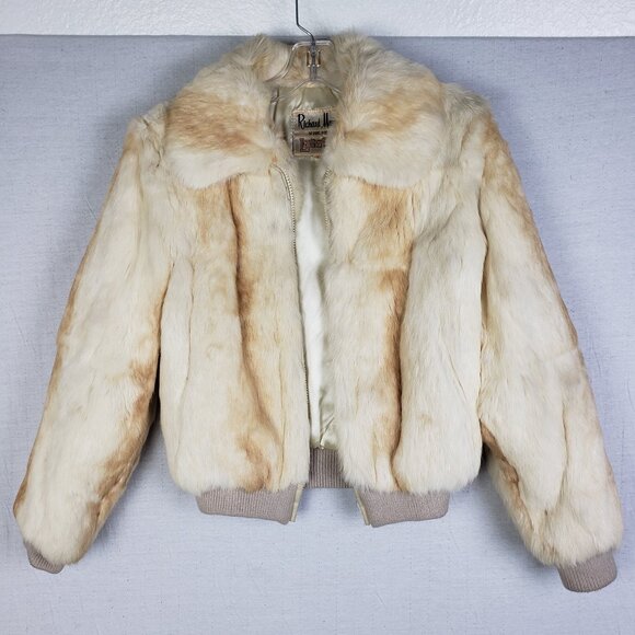 Vintage Richard Mann for Leather Bug Genuine Fur Jacket Coat Bomber size M Y2K - Picture 1 of 14